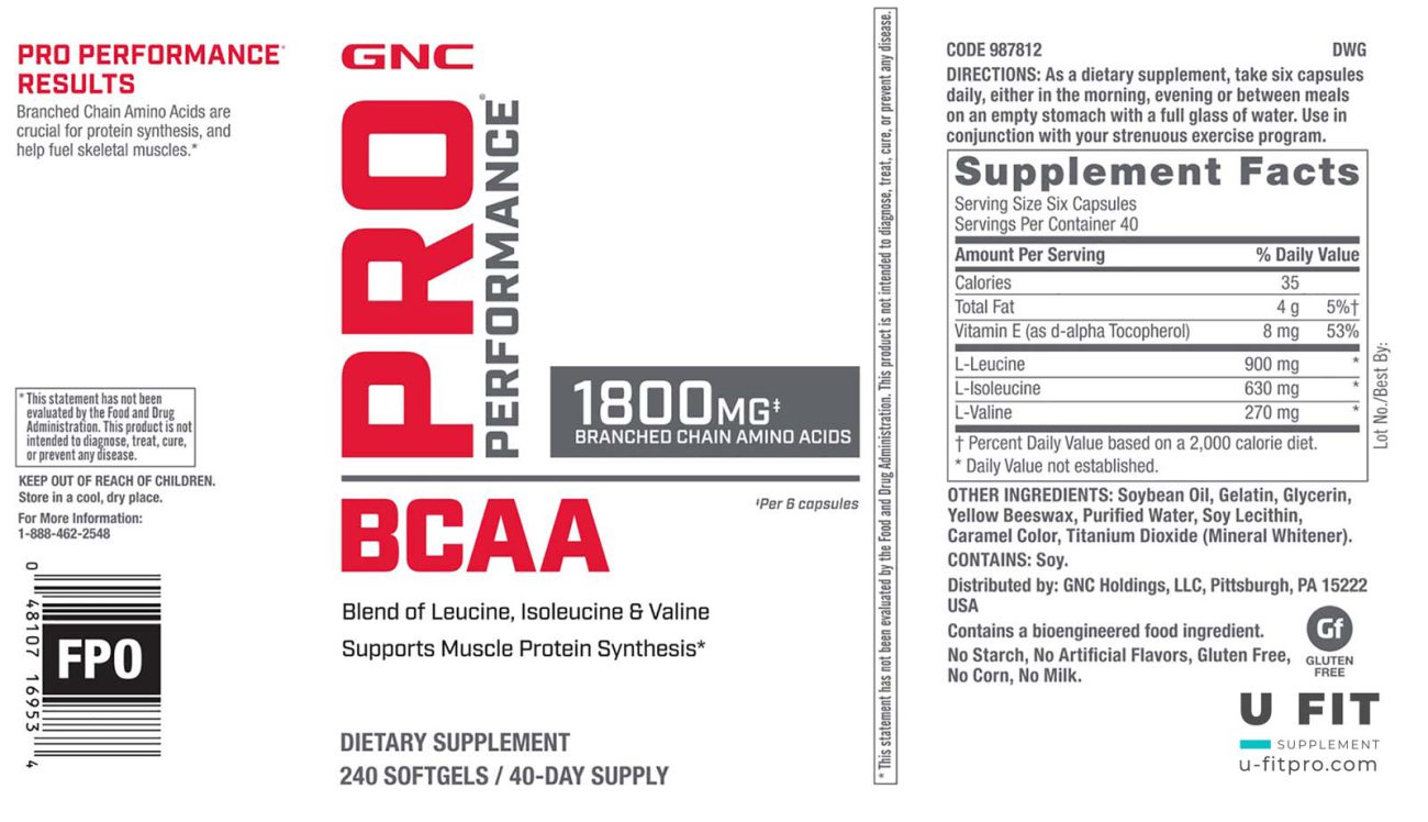 آمينو بی سی ای ای جی ان سی 1800 BCAA PP GNC