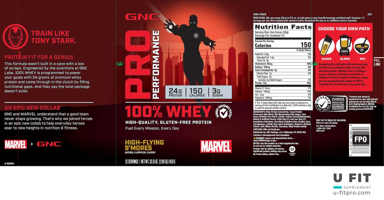 پروتیین وی 100% مارول جی ان سی GNC PP Whey Marvel High-Flying فروشگاه یوفیت u-fitpro
