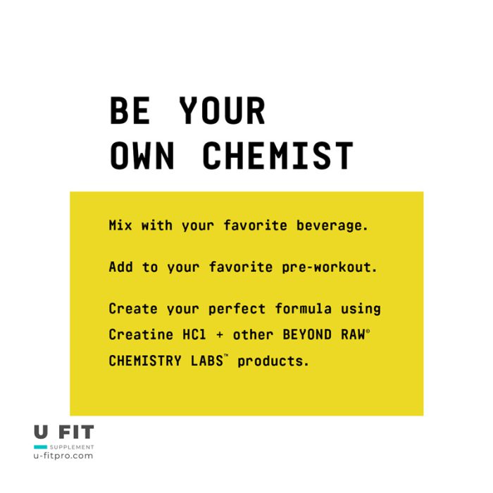 کراتین اچ سی ال بیوند راو جی ان سی BEYOND RAW CHEMISTRY LABS Creatine HCL فروشگاه یوفیت u-fitpro