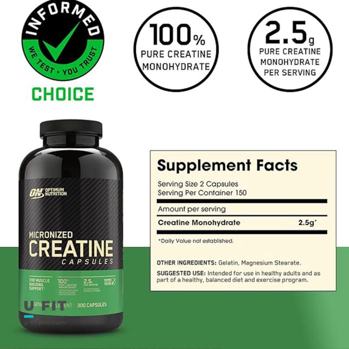 کراتین مونوهیدرات میکرونایز کپسول اپتیموم نوتریشن Creatine Micronized Capsules Optimum Nutrition - Image 4