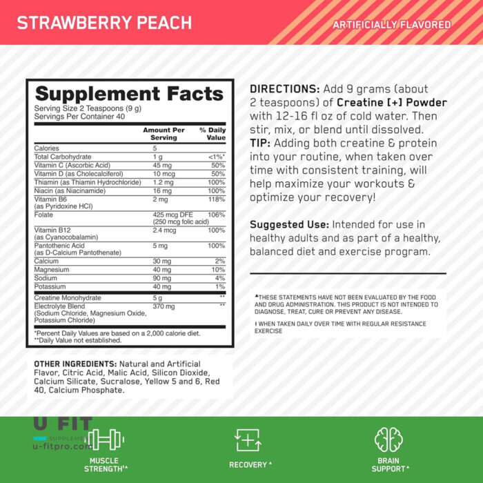 کراتین مونوهیدرات پلاس اپتیموم نوتريشن | فروشگاه https://u-fitpro.com