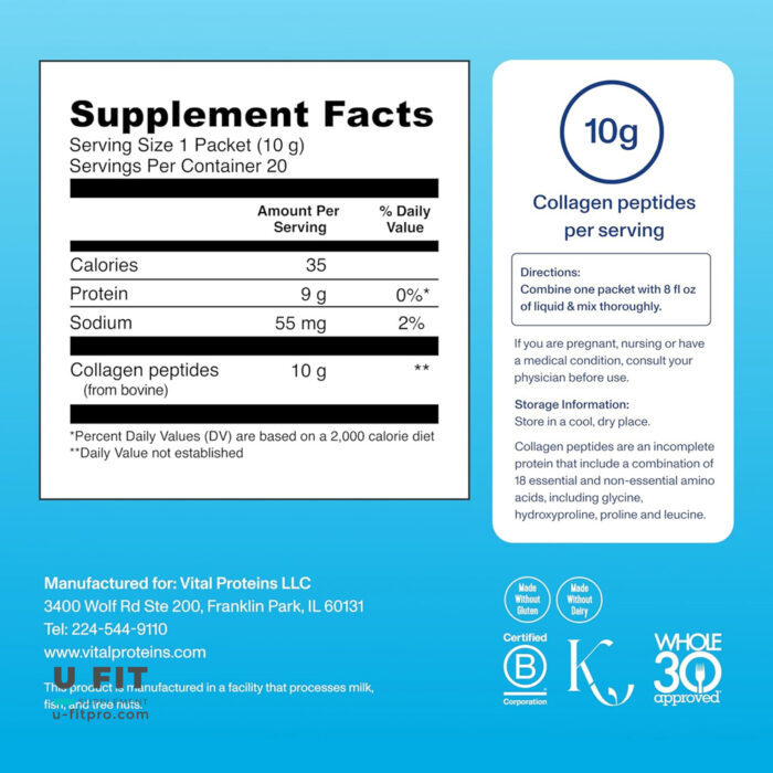 كلاژن پپتايد ويتال ساشه اى ٢٠ پك | فروشگاه https://u-fitpro.com/