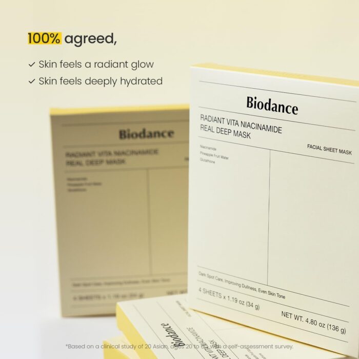 ماسک ورقه ای زرد نیاسین آمید ویتامین سی بایودنس | BIODANCE Radiant Vita C Niacinamide Real Deep Mask - Image 5